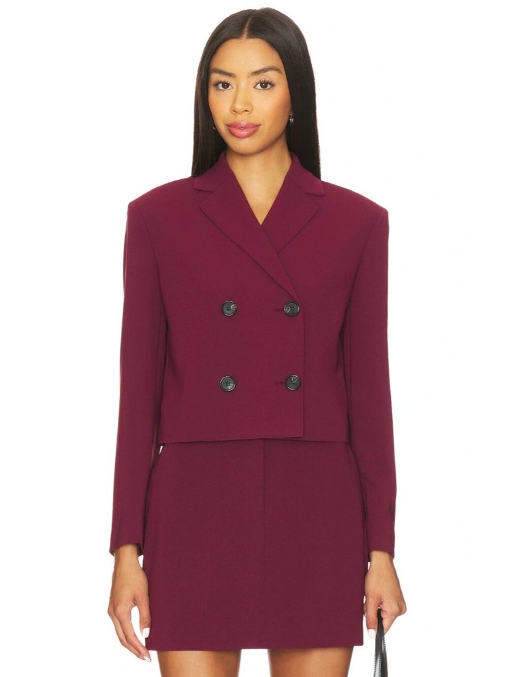 NWT Theory Crop Double-Breasted Jacket in Grenache Admiral Crepe Blazer 6